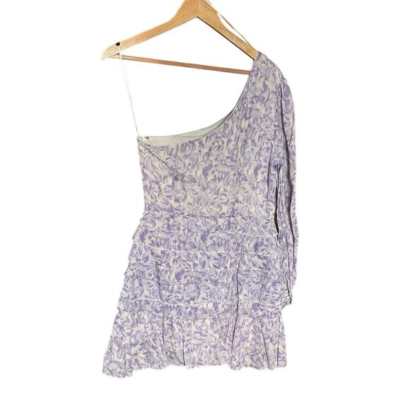 La Maison Talulah one-shoulder dress in lavender cream floral print in Medium. - Picture 6 of 9
